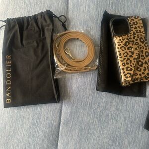 Bandolier Leopard Pattern Phone Case with Tan Strap